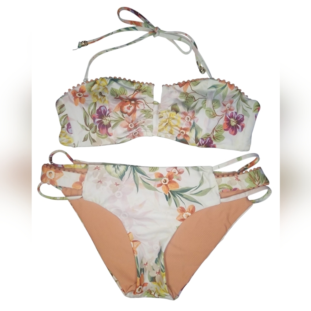Isabella Rose Floral Bandeau Bikini Set, Womens Medium​